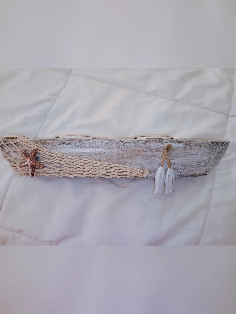 Coastal Driftwood Canoe Votive Candle Holder - Picture 2 of 4